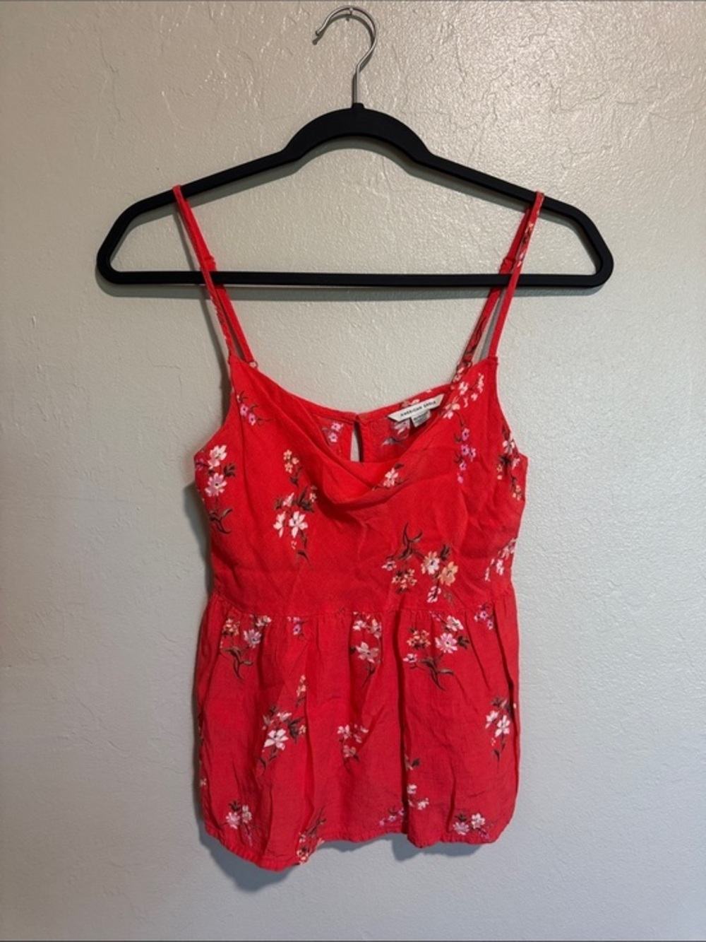 American Eagle Outfitters Red Floral Cowl Neck Camisole